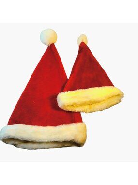 Santa Claus Hats Red Plush Child Baby Sibling Christmas Party Prop Lot 2